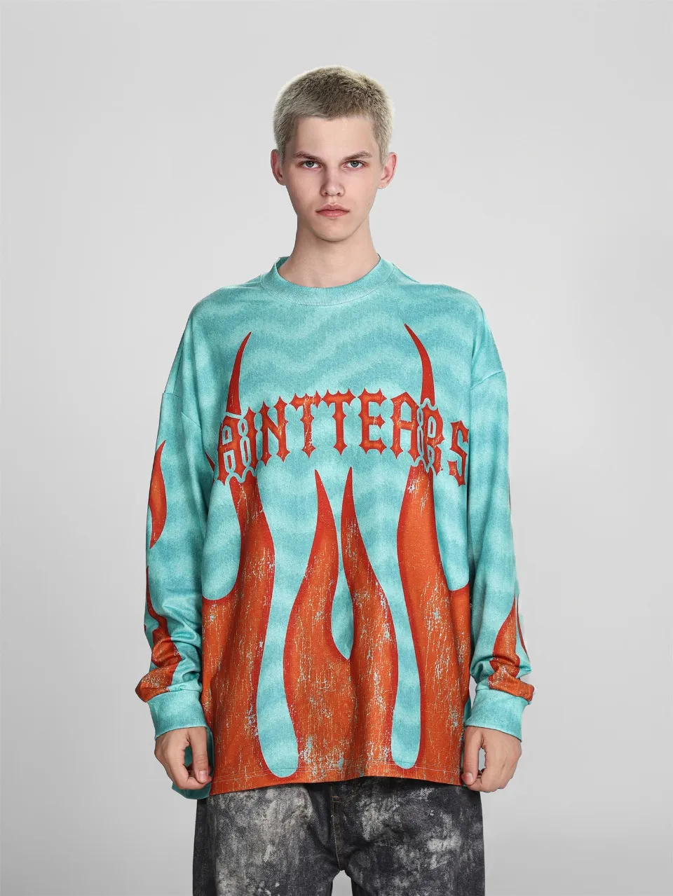 Saint michael tears all-over printed long-sleeved vintage autumn and winter T-shirt Style number: 106 Size: M L XL Wholesale price: 136 Color: Picture color
